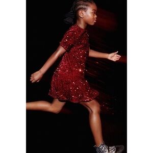 Zara Burgundy Sequin Dress size 13-14